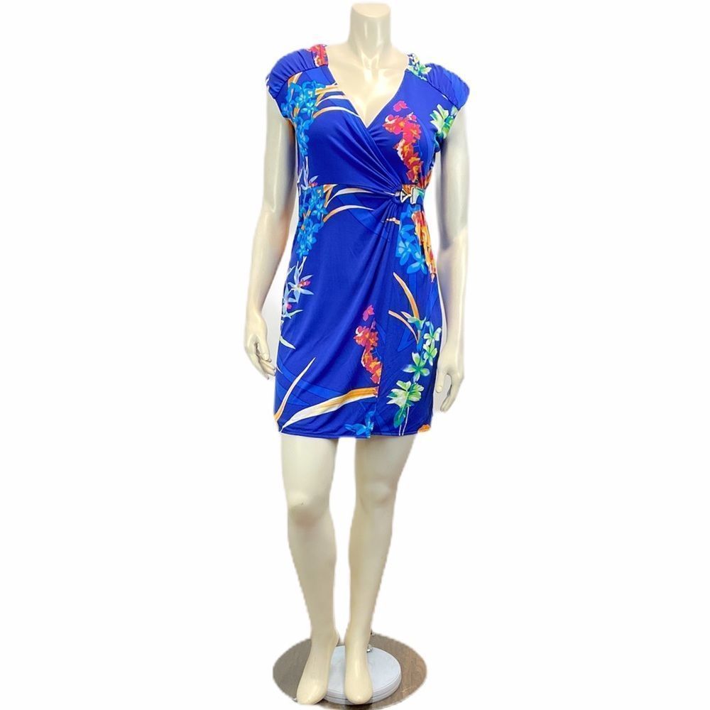 ALFANI‎ Large Petite Blue Floral Faux Wrap Dress